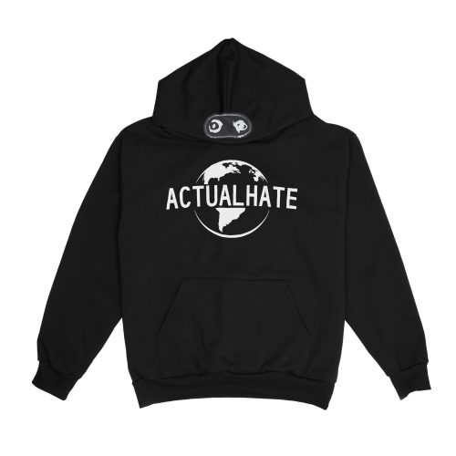 ACTUALHATE INC. - GLOBALH8 PULLOVER HOODIE - BLACK/WHITE