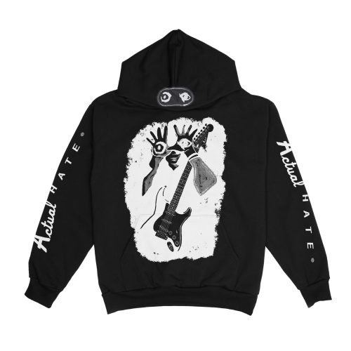 ACTUALHATE INC. - SONICH8 PULLOVER HOODIE - BLACK/WHITE