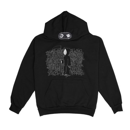 ACTUALHATE INC. - AH REAPER PULLOVER HOODIE - BLACK/WHITE